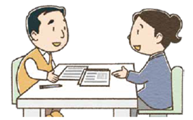 窓口で相談する様子のイラスト